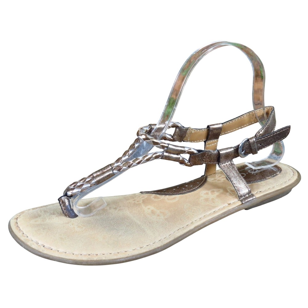 B.O.C Macedonia‎ Women Sandal Size 10 Casual Comfort Metallic Braided T-Strap
